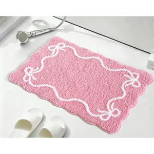 MLADEN 40x60CM Cartoon Bow Imitation Cashmere Carpet Absorbent Household Bathroom Foot Mat Easy Maintain Entrance Door Mat