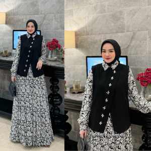 gamis rompi motif cantik simple elegant kekinian edisi atheera dress produk kwee amore by ruby