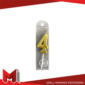 MallMainan-C1139 Lilin Angka Gold 0-9 Hiasan Kue Ultah / Lilin Ulang Tahun Emas Lilin Angka Metalik
