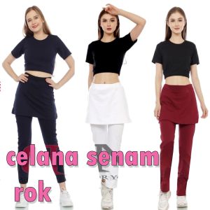 Celana Senam Rok Premium Polos - Legging Rok Sport terbaru - Legging Senam YogA & Aerobic