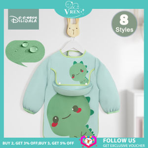 Baby Bibs Cute Colorful Cartoon Bibs Waterproof Infant Eating Children Drawing Long Sleeve Apron Bandana Self Feeding Bib