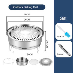 BBQ bằng thép không gỉ nướng than bếp Hàn Quốc không khói di động thương mại Vòng không dính vườn cắm trại ngoài trời trong nhà