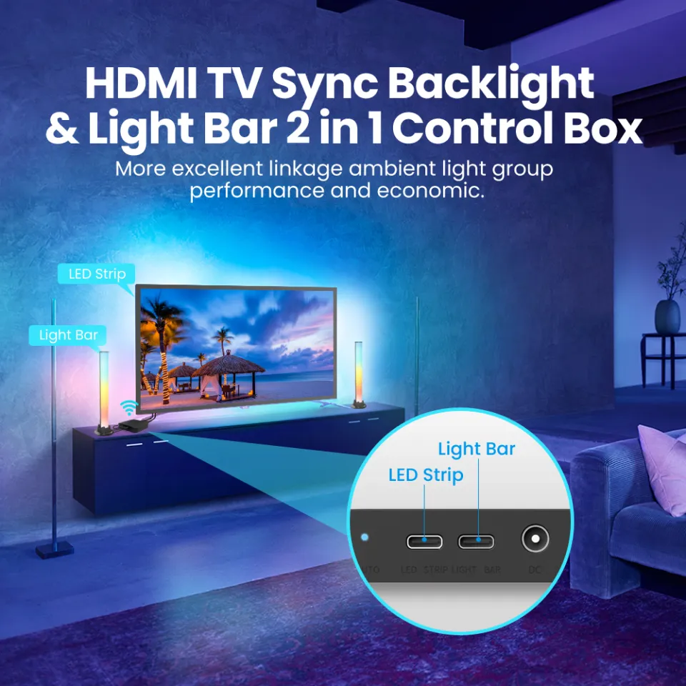 Tv Googlesmart Led Strip Lights For Tv - 4k Hdmi 2.0, Rgb, Wifi,  Alexa/google Compatible
