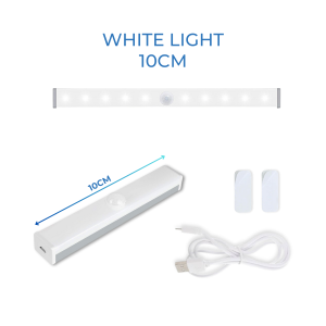 Magnetic Rechargeable Motion Sensor LED Light Bar - Wireless Lamp for Cupboard Cabinet Home Lighting No Drill 10cm-80cm