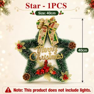 Festive Christmas Wreath with Lights Christmas Decorations Christmas Tree Door Frame Decorations Xmas Ornament Gift