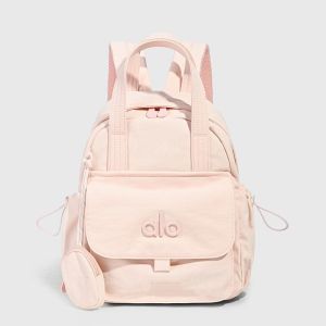 ALO Versatile Nylon Backpack For Women Removable Accessory Pouch Flap Front Pocket Comfort Shoulder Straps Portable Hand Carry Rucksack For School Casual Trips