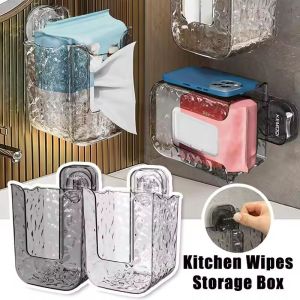 Kitchen Wipes Storage Box Household Wall Drawer Storage Bathroom Box Thick Paper Tissue No-punch Transparent Plastic Box