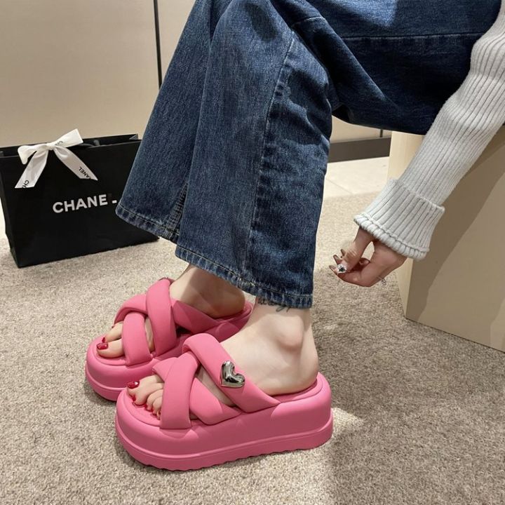 2021 Summer Women's Sandals High Quality Pu Leather Comfortable Beach Shoes  5cm Heel Height Wedges Pink Flower Footwear Chunky - Women's Sandals -  AliExpress