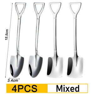1/2/4pcs Stainless Steel Coffee Tea Spoon Creative Shovel Scoop for Dinner Ice Cream Dessert Watermelon Kitchen Tableware Bar Tool