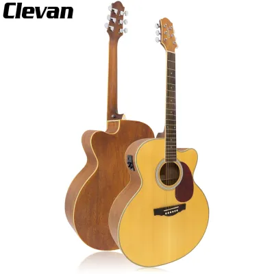 Clevan JC-20E กีตาร์โปร่งไฟฟ้า 42 นิ้ว ทรงจัมโบ้ ไม้สปรูซ/มะฮอกกานี ปิ๊กอัพ 4 แบนด์ จูนเนอร์ในตัว หย่อง Nubone + แถมฟรีสายแจ็ค ** ประกันศูนย์ 1 ปี **