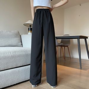 Size 21-47 Plus Size Trousers Hight waist Suit Pants for Women Loose Squarepants Plain Korean Style Wide leg Straight pants for women stretchable waist
