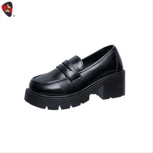 #K-118 Size 35-40 Loafers Casual Student Shoes Thick Heel For Womens Fashion (Standard Size)
