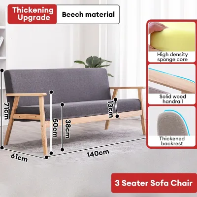 CONOCO Mall Nordic Sofa Chair 1/2/3/ People Seats Sofa Cover Beech Wooden Sofa with Foam for Living Room