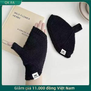 QK FA ✨ Dễ thương vỏ ngón tay dệt kim găng tay ấm áp đa năng mùa đông ấm lạnh ngón tay găng tay
