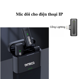 Bộ 02 Micro thu âm micro không dây chính hãng ONTEKCO cài áo dùng với điện thoại khử tiếng ồn