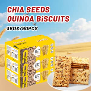 Nature Market High-Fiber Chia & Quinoa Crispy Biscuits - Sugar-Free Low-Calorie Protein-Rich Snack 30-Pack