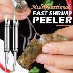 6 IN 1 Multifunctional Fast Shrimp Peeler Cutting Scraping Fish Scales Scraper Shrimp Peeler Kitchen Cooking Tool