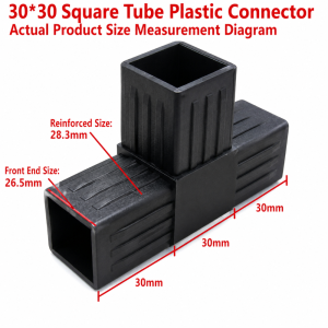 BELLETEN 1Pcs 2/3/4/5-Way Square Pipe Fitting 20/25/30mm X-L-T Shape Pipe Angle Code Black ABS Connector for 20/25/30mm Square Pipe