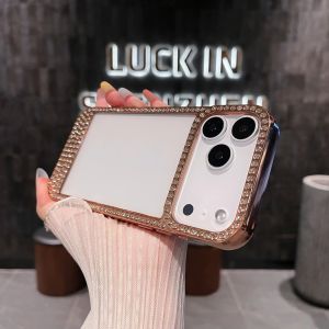 Luxury Transparent Diamond Jewelled Phone Case For iPhone 13 14 15 16 17 Pro Max Plus Air Glitter Bumper Back Cases Cover