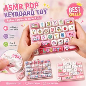 Keyboard Keychain Fidget Toy Mechanical Clicky Keys 26 Buttons Stress Relief Desk Gadget Portable