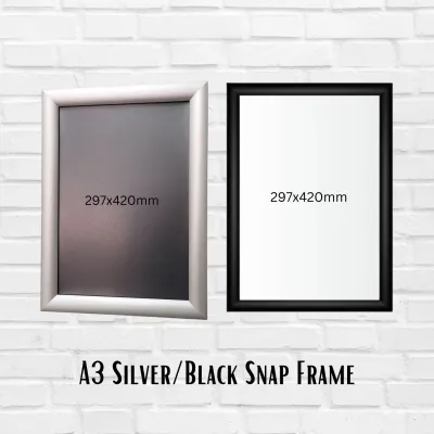 Aluminum Silver / Black Poster Snap Frame PLS 25 (A4/A3/A1) Wall Mounted option