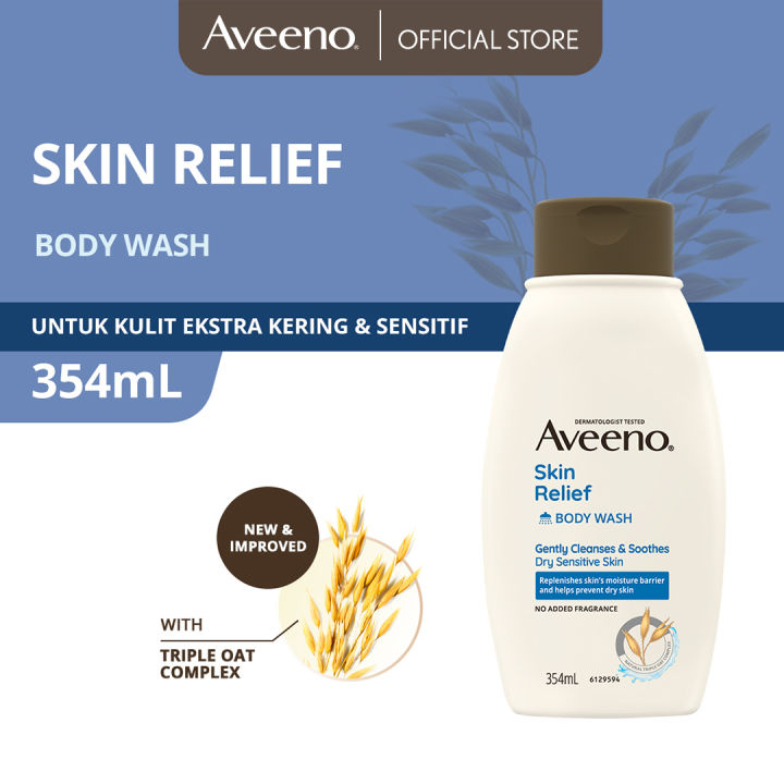 Aveeno Skin Relief Body Wash | Sabun Mandi Pelembap untuk Kulit Ekstra Kering & Sensitif | 354mL