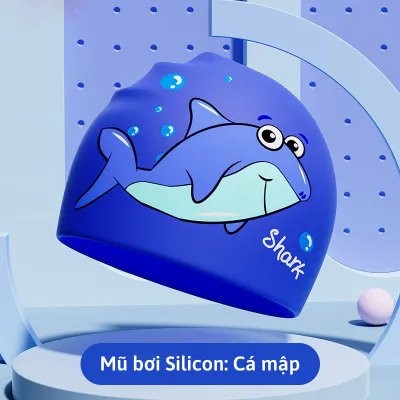 Mũ bơi bé trai bé gái silicon không thấm nước Nón bơi cho trẻ em hoạ tiết đáng yêu
