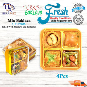 Turkish Baklava Sweet Mix Baklava Gift Box / Premium Fresh Stock 4Pcs