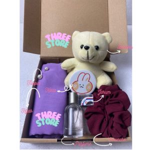 Paket Kado Wanita Hijab / Parsel Hijab Cewek / Hampers Ulang Tahun Isi Boneka Parfum Hijab Murah