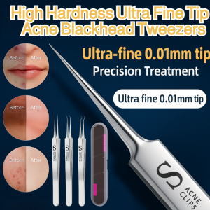 German Precision Beauty Salon Cell Clamp High Hardness Ultra Fine Tip Acne Blackhead Tweezers Stainless Steel