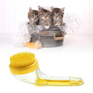 Pet Bath Brush Massage Tool Soft Comfortable Cleaning For Pet With Convenient Handle