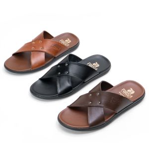 Sandal Selop Pria Kulit Asli Sendal Casual Flip Flop Tarompa S43