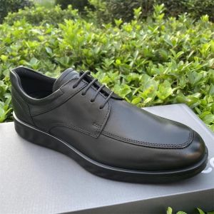 Mens Black Work Shoes Lightweight Comfortable Business Formal Cowhide Shoes Lace-Up