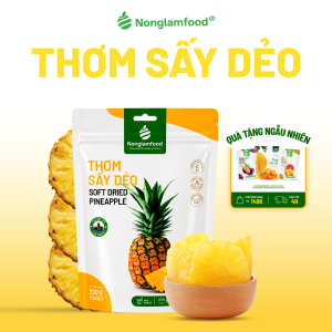 Thơm (Dứa/ Khóm) Sấy Dẻo NONGLAMFOOD Vị Chua Ngọt Tự Nhiên Trái Cây Sấy Hoa Quả Sấy Túi 200g
