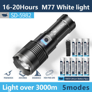 Nụ Cười Cá Mập SD5982 Đèn Pin Siêu Sáng Zoomable Torchlight Có Thể Sạc Lại Không Thấm Nước Cho Cắm Trại Đi Bộ Đường Dài Ngoài Trời
