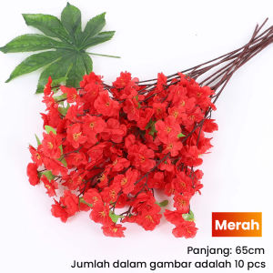 Cabang bunga sakura sutra buatan berukuran 65cm rangkaian bunga dekoratif untuk dekorasi pernikahan