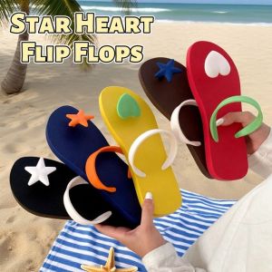 DIRKI Waterproof Star Heart Flip Flops Holiday Non-Slip Vacation Beach Slippers Casual Shoes Seaside Sandals Girls