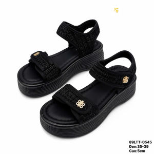 Sandal đế bằng cao 5cm quai dán màu basic dễ phối đồ - (89LTT)