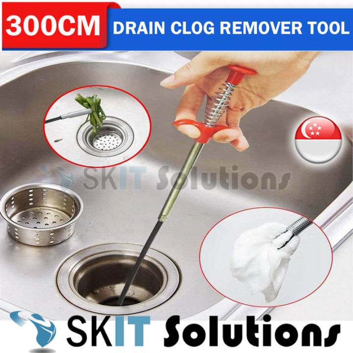 【SG Seller】90cm/160cm/300cm Sink Drain Blockage Clog Hair Remover