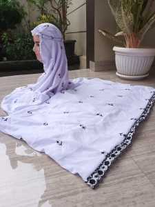 MUKENA TERUSAN DEWASA LAJURAN LANGSUNGAN PUTIH BORDIR ALA BAHAN ADEM TEBAL PREMIUM