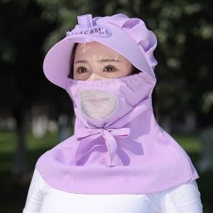 PENGA Đạp xe mùa hè Công việc ngoài trời Có quạt Có thể sạc lại Đồ dùng lái xe Chống tia UV Cổ rộng vành Mũ quạt câu cá Mũ che nắng Mũ che nắng Nắp làm mát