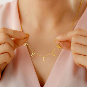 Kode 032 Kalung Nama Custom Huruf Spasi Lapis Emas 24k Anti Karat