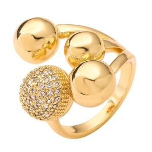 Artistic Inspired Polished Copper Ring With Cubic Zirconia Modern Asymmetric Design Women Fashion