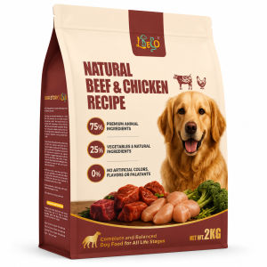 LDECO Premium Dry Dog Food Real Beef & Chicken High Meat Protein | 2KG Makanan Anjing Kering Berprotein Tinggi Daging Lembu Ayam | Adult All Breeds