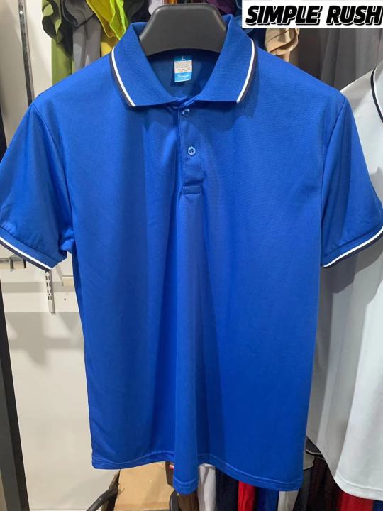SIMPLE RUSH Men's drifit stripe Polo Shirt Unisex Quality korea fashion t shirt ROYAL BLUE for men women