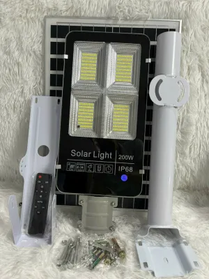 Đèn năng lượng mặt trời sân vườn 100W-200W-300W-400W chính hãng đèn đường bàn chải năng lượng vỏ nhôm đúc Bảo hành 2 năm