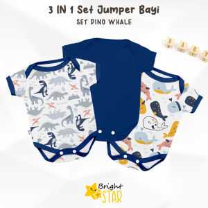 Jumpsuit Bayi Jumper Bayi 3in1 BRIGHT STAR Baju Bayi Perempuan Laki Laki Jumper Bayi Baru Lahir Set Baju Bayi Baby Perempuan Laki Laki Paket Set Baju Bayi Baru Lahir BCS-163