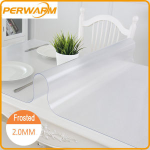 (2mm Frosted Rectangle)Thick Crystal Frosted Table Protector for Dining Room Table Plastic Protective Table Pad Kitchen Wood Grain Vinyl Tablecloth Cover