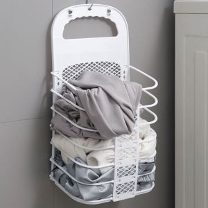 Foldable Wall Mounted Laundry Basket Hanging Dirty Clothes Hamper Punch-Free Waterproof Laundry Storage Basket For Bathroom Space Saving Clothes Organizer