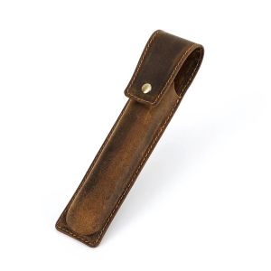 Handmade Crazy Horse Leather 1/2/3 Slots Pen Case Organizer Pocket Pen Holder Case for Office School Vintage Retro Style2026